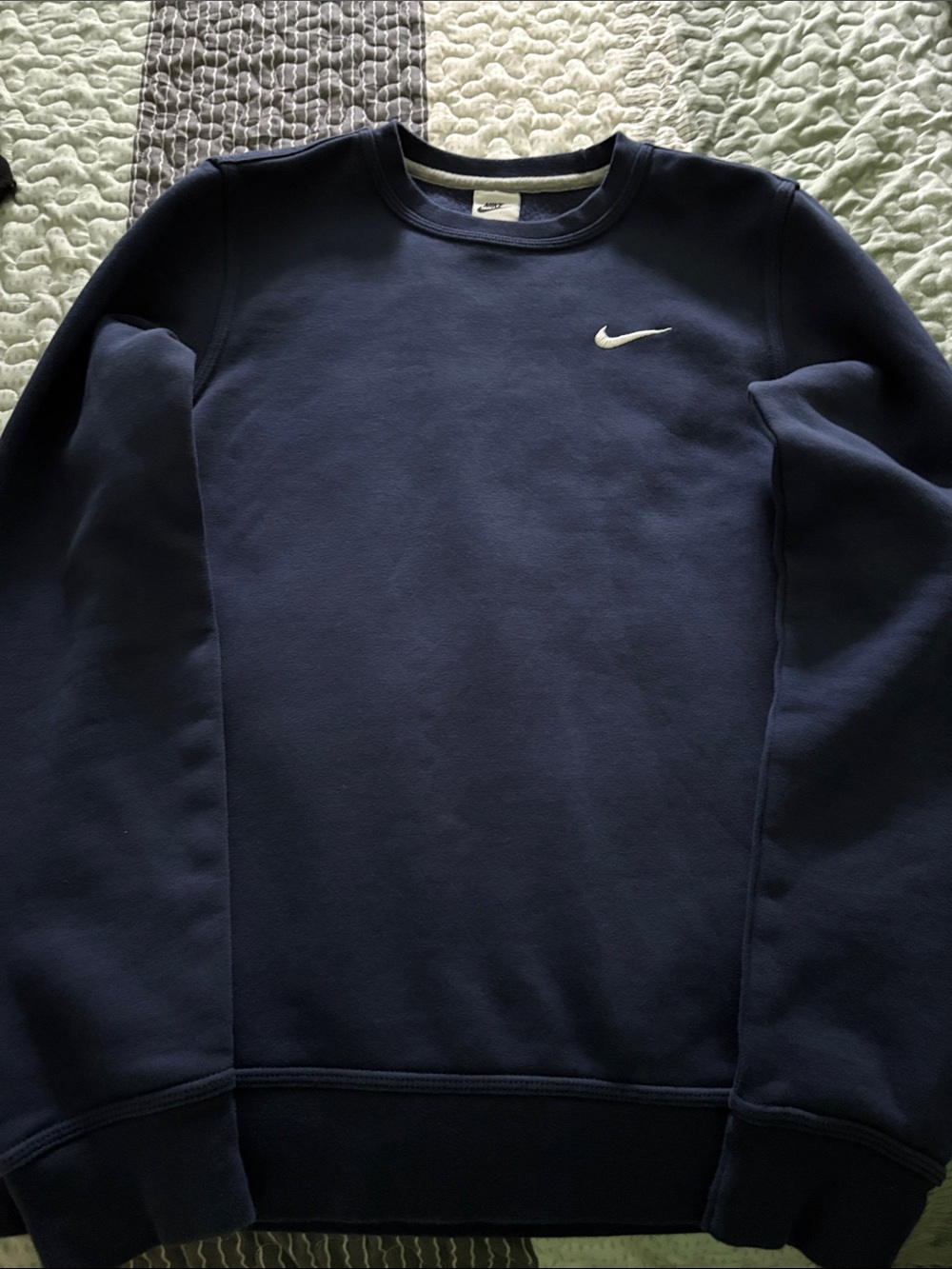 Nike Men's Navy Crew Sweatshirt with White Swoosh